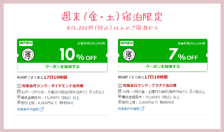 最低金額条件なしの最大10％OFFクーポン②